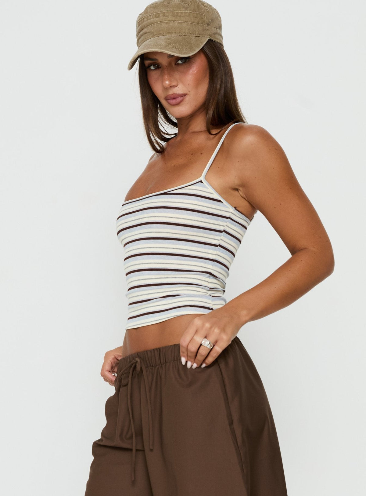 Elzie Strick-Camisole-Tanktop mit mehreren Streifen