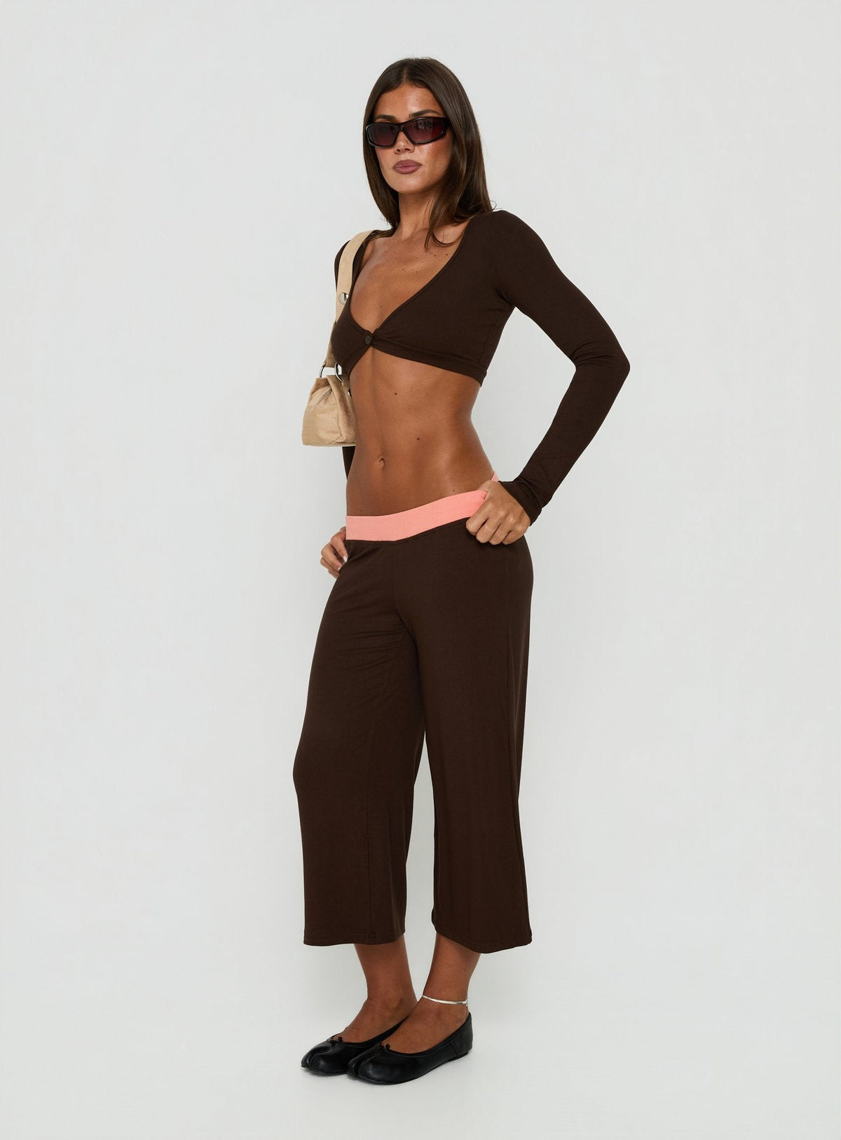 Kassey Gaucho Shorts Koralle / Braun