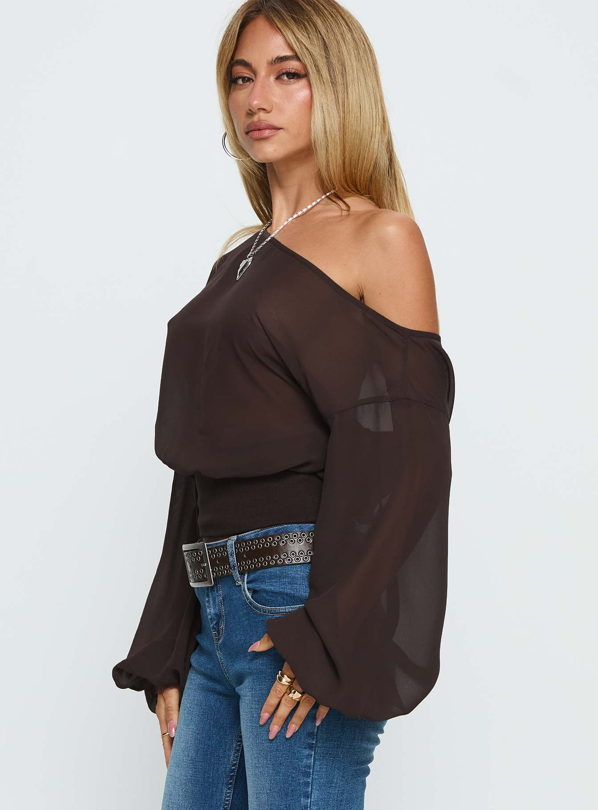 Idalina Schlupftop aus Chiffon in Braun
