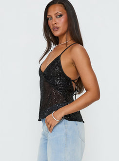 Opaline Cami-Top in Opal-Optik, Schwarz