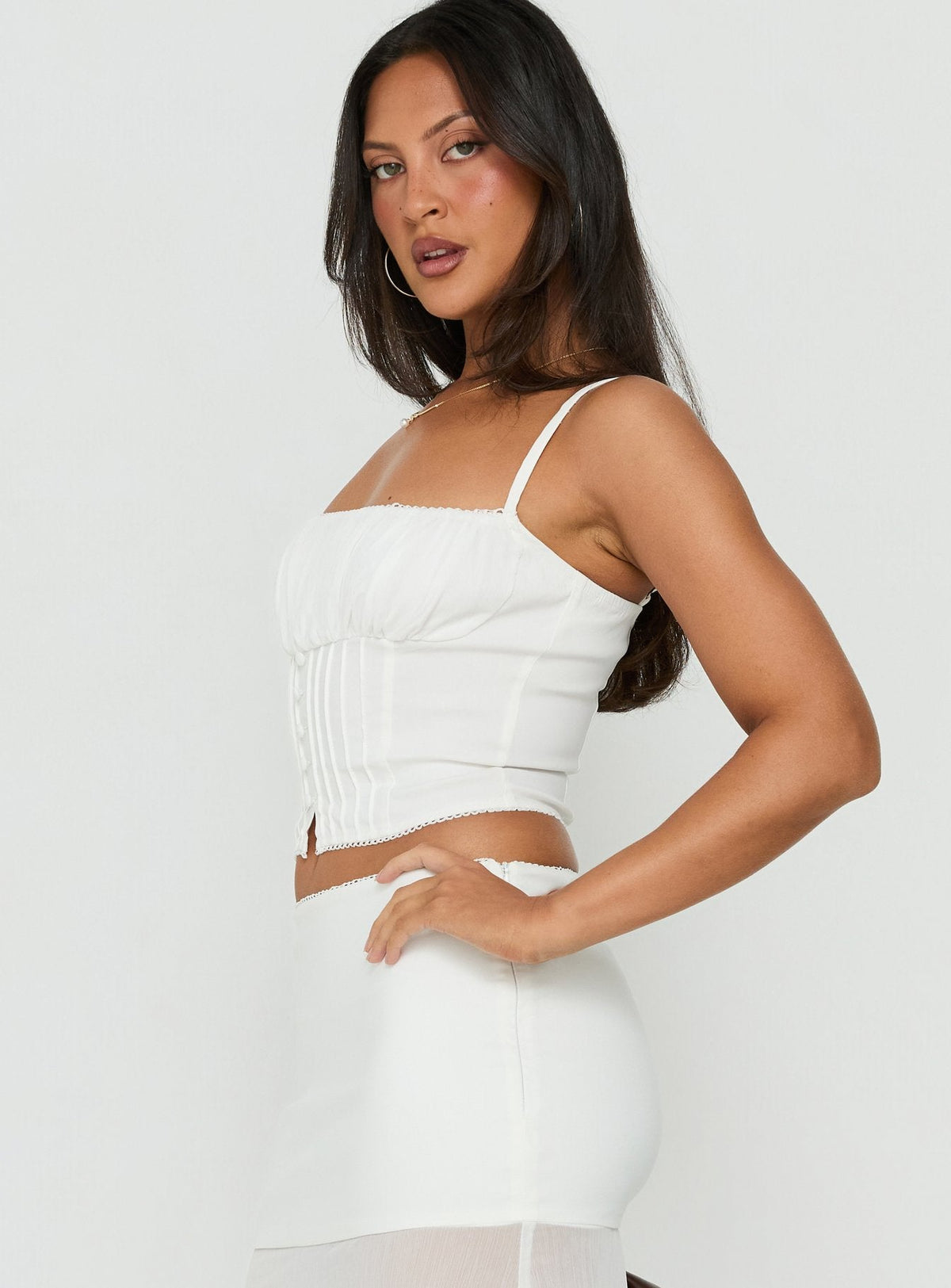 Piya gerafftes Bustier-Cami-Top Weiß