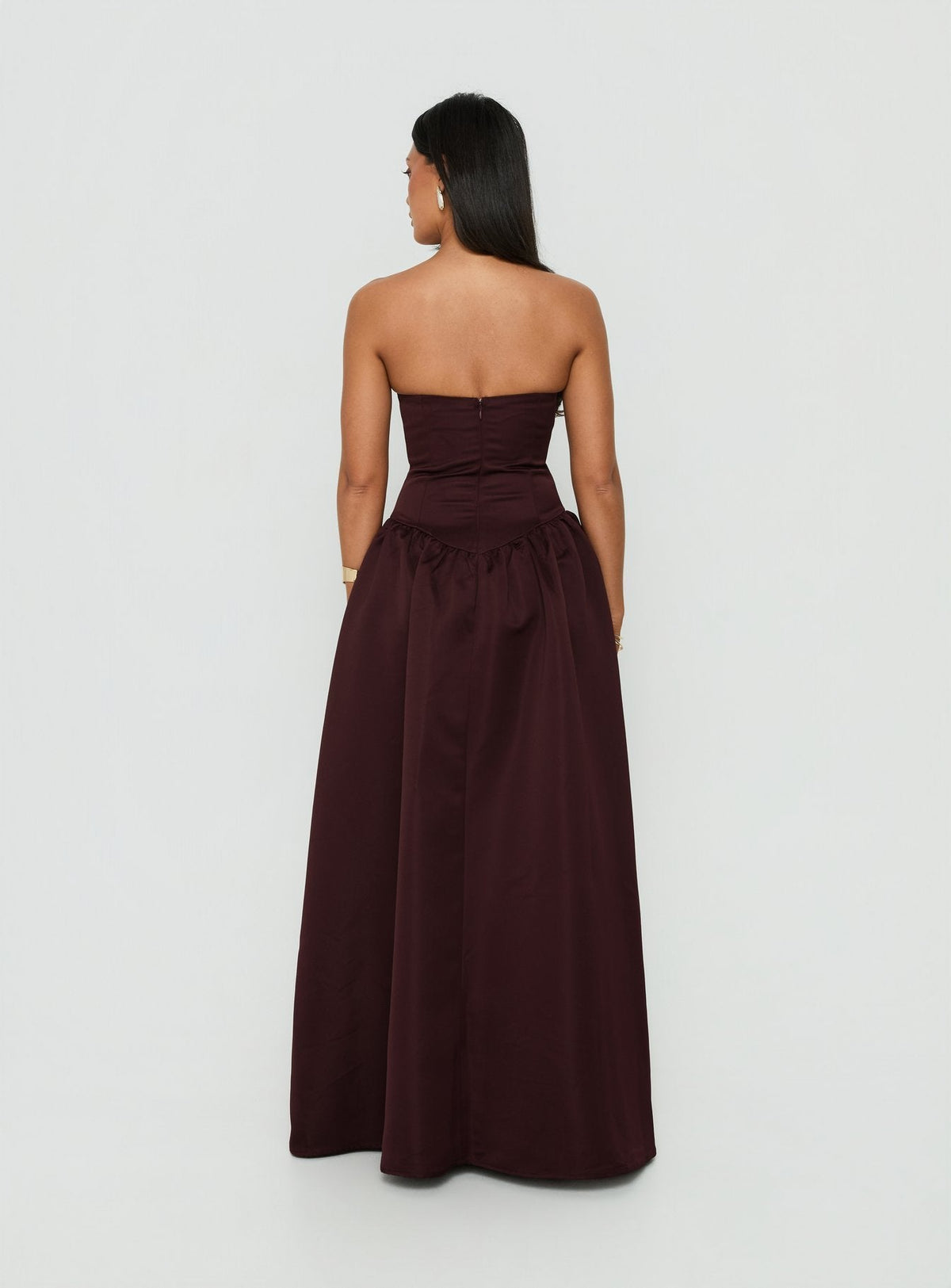 Soft Bloom Trägerloses Maxi-Kleid mit tiefer Taille in Schokobraun