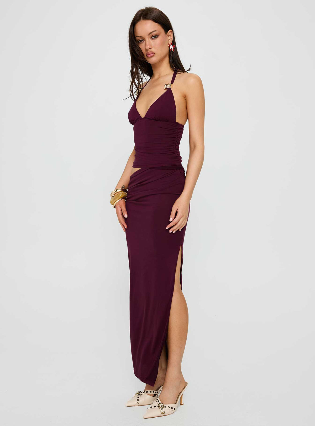 Imeraldia Hardware Halter Maxikleid Johannisbeere