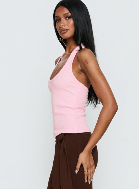 Baseline Scoop Halter Rippen-Top Rosa