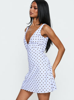 Nellie Minikleid Blau / Braun gepunktet