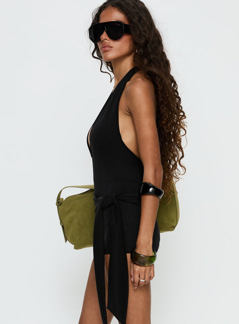 Relina Neckholder-Jumpsuit mit tiefem Ausschnitt in Schwarz