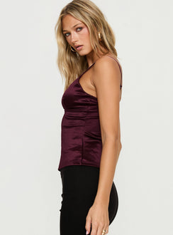 Lunetta Camisole mit Picot-Borte in Bordeauxrot