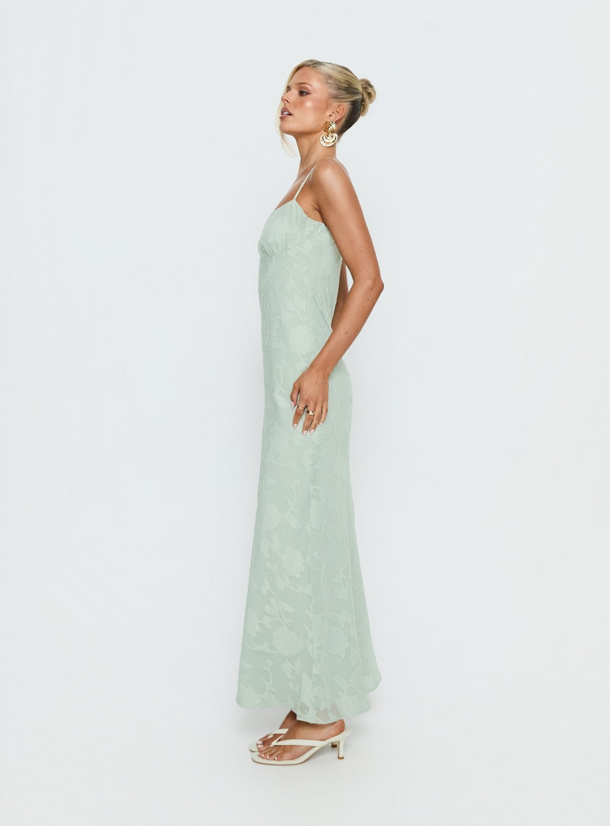 Avienna Maxi-Kleid Salbeigrün Burnout