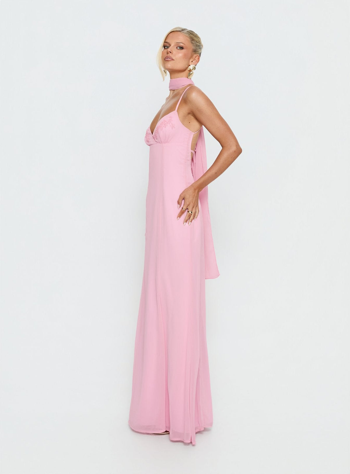Jadira Schal-Maxikleid Hellrosa