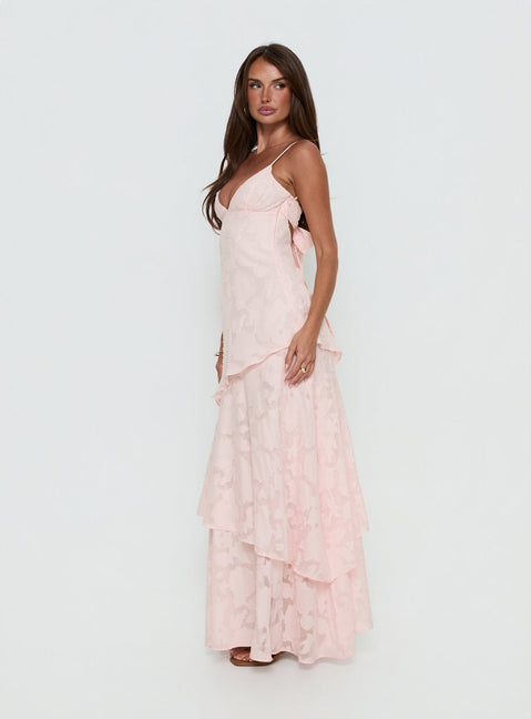 Lyricah Stufenmaxikleid mit Rückenschnürung Pink