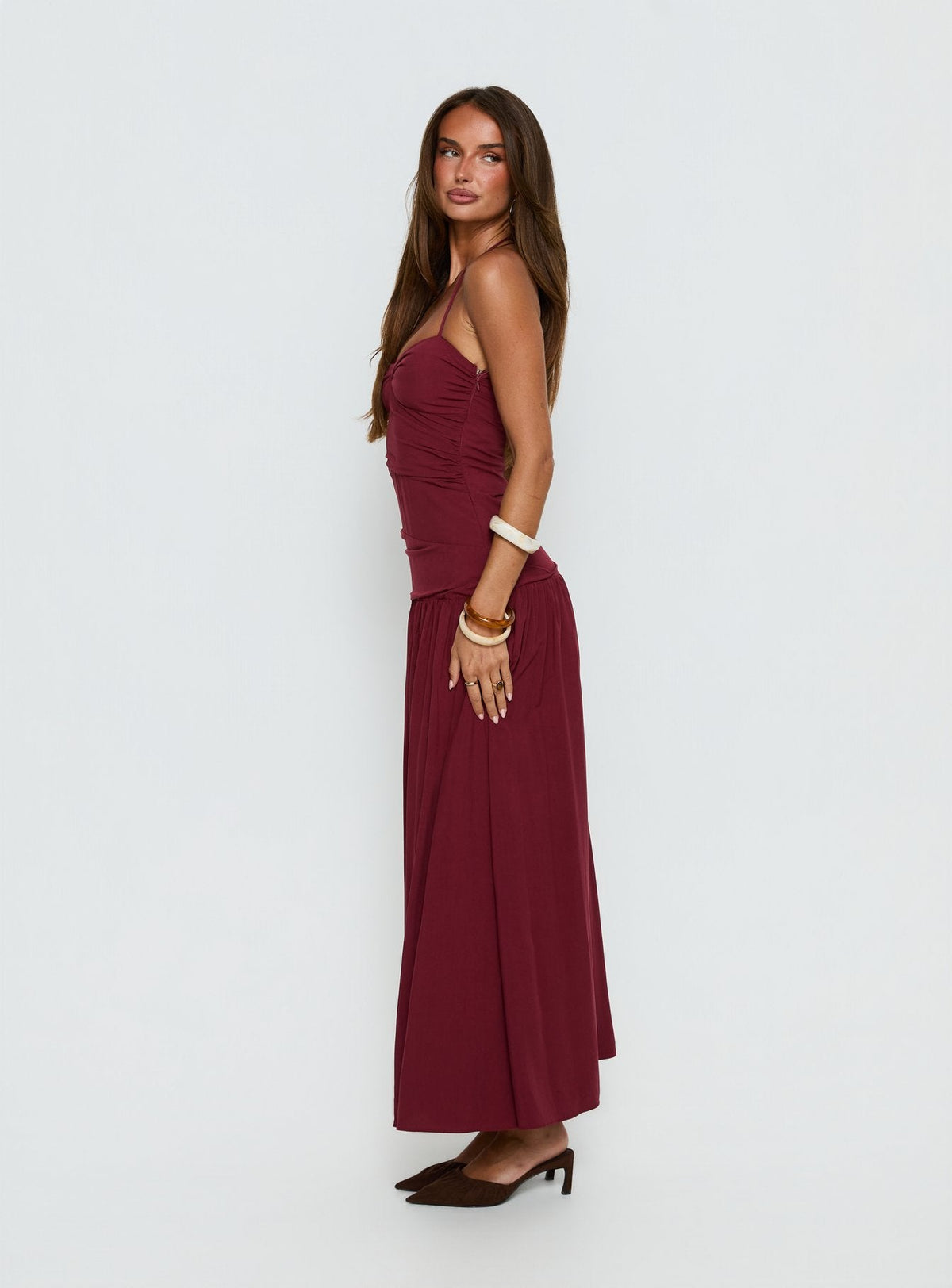 Marguerite Halter Maxikleid Rubinrot