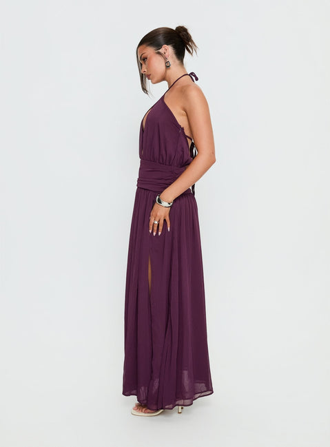 Catherina Blouson Neckholder Maxikleid Tiefes Lila