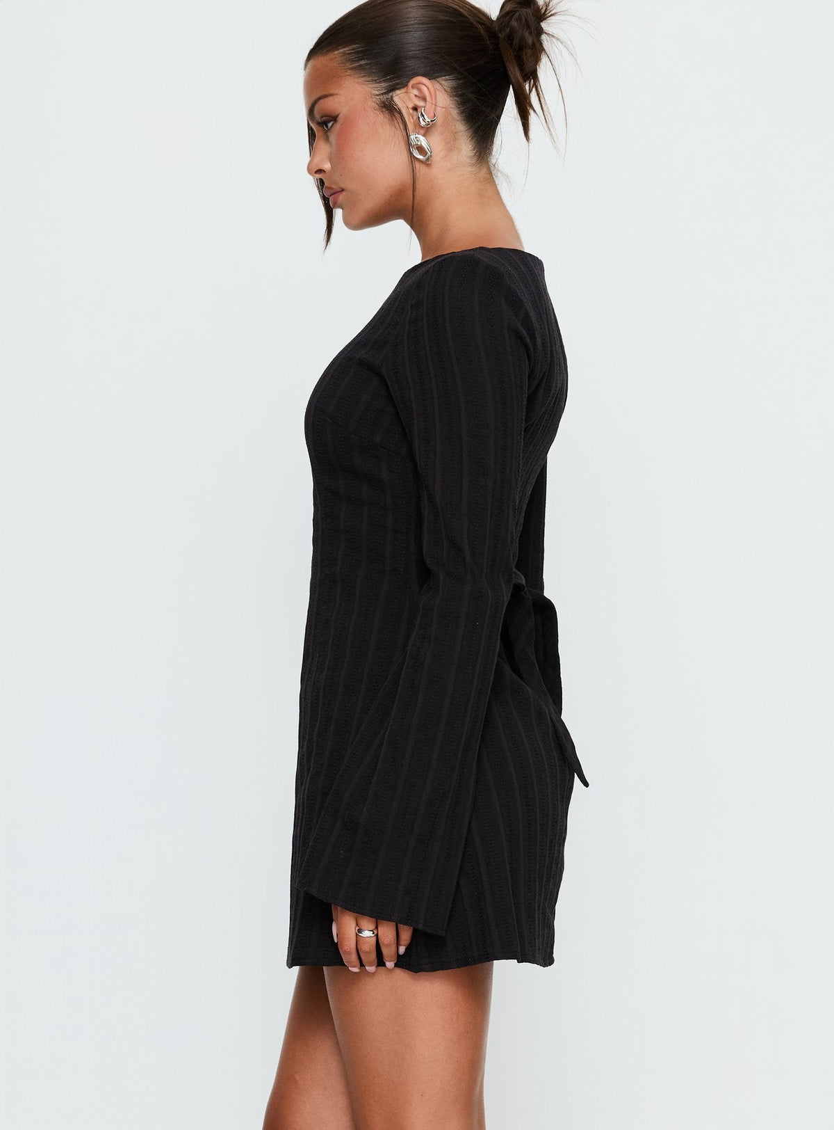 Alfalfa Langarm-Minikleid Schwarz