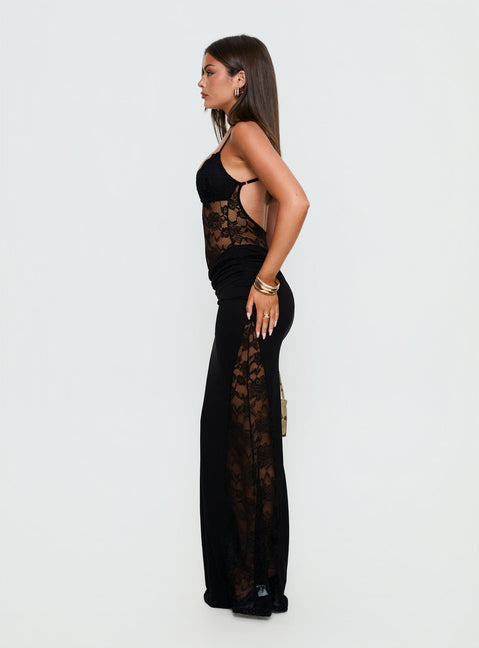 Chantella Maxikleid mit Cut Outs aus Spitze, Schwarz
