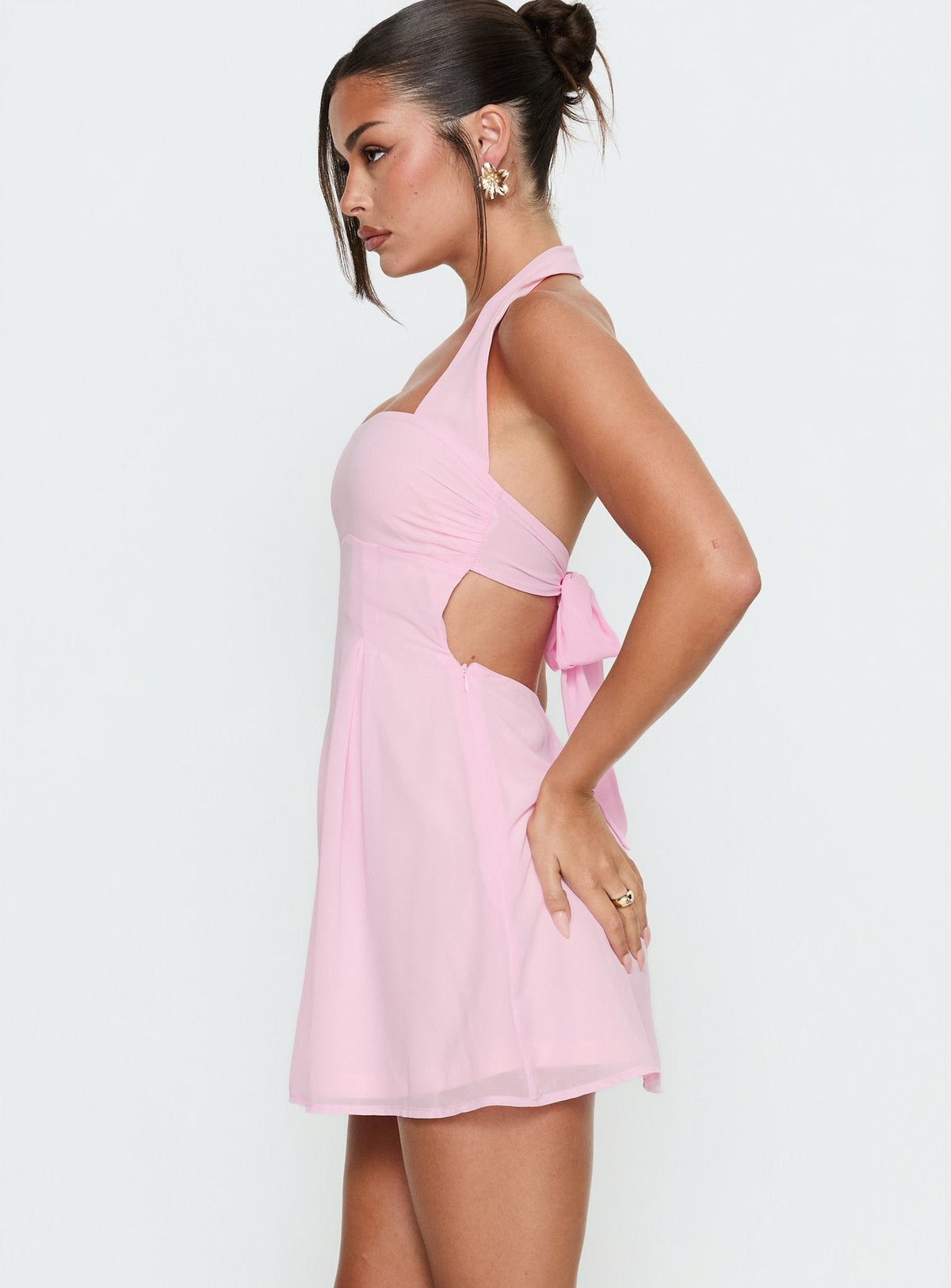 Rosamie Neckholder-Minikleid Zartrosa