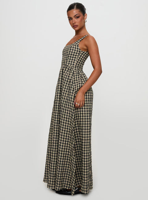 Maxikleid Cartmel Kariert Schwarz / Creme Petite