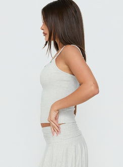 Mimmi One-Shoulder-Top mit Knopfdetails Grau