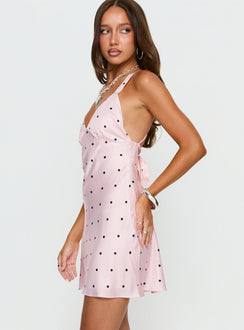 Rosabelle Satin-Minikleid Pink Tupfen