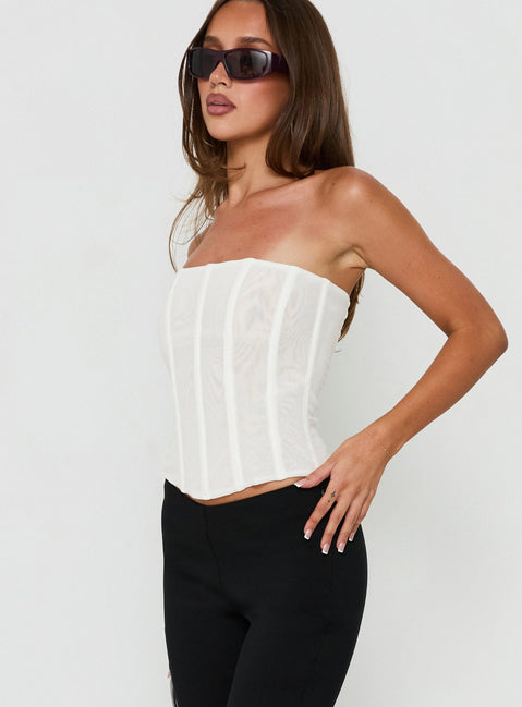 Oscuro Longline Mesh-Korsettoberteil Weiß