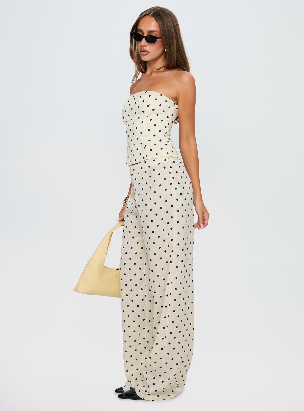 Powdered Sugar Trägerloses Co-Ord Cremefarbene Polka