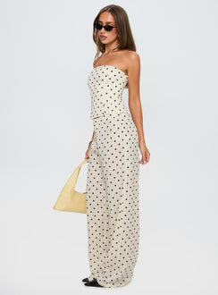 Powdered Sugar Trägerloses Co-Ord Cremefarbene Polka