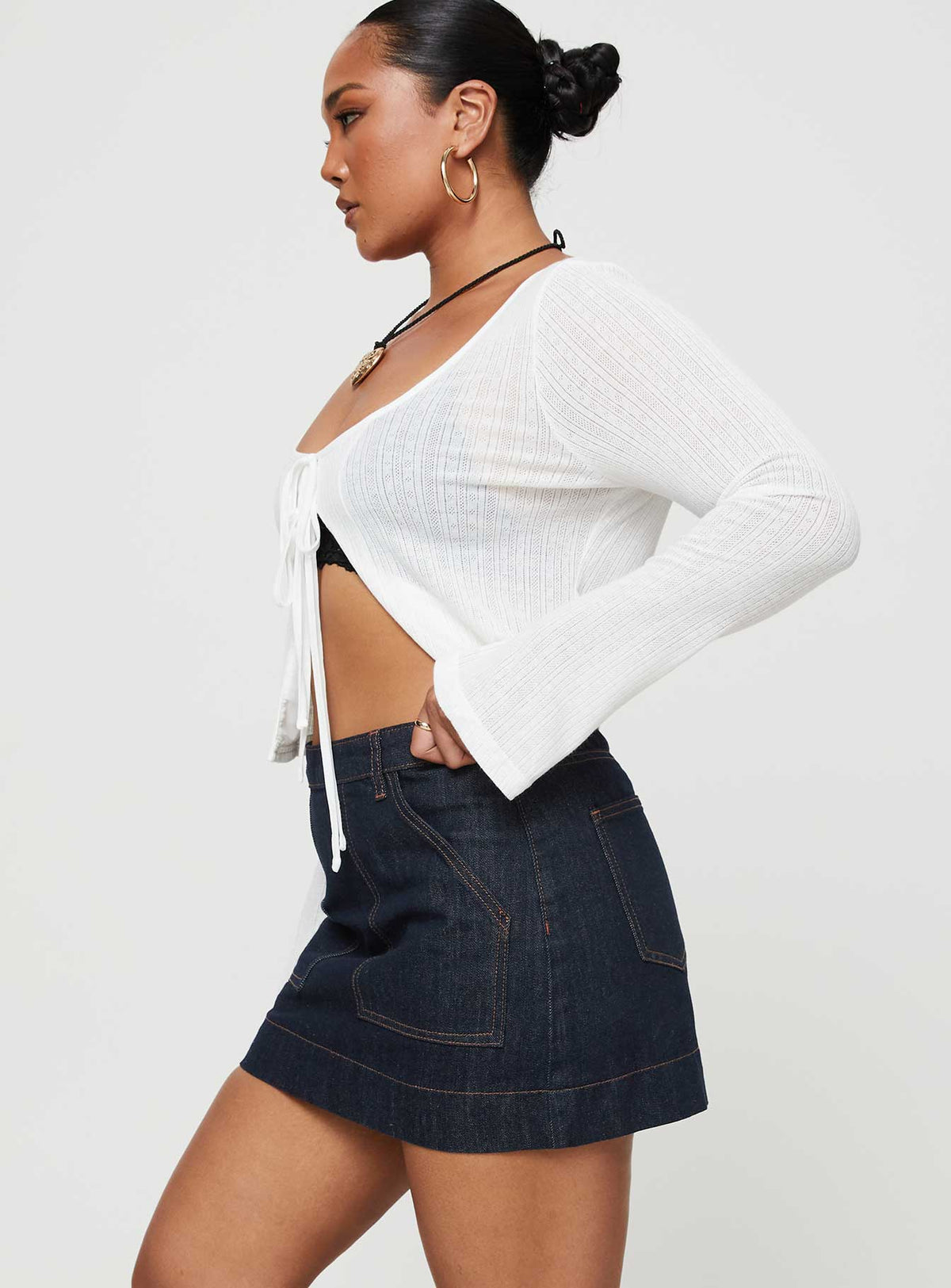 product Hughes Mini Skirt Dark Wash Denim Princess Polly  Mini Skirts 