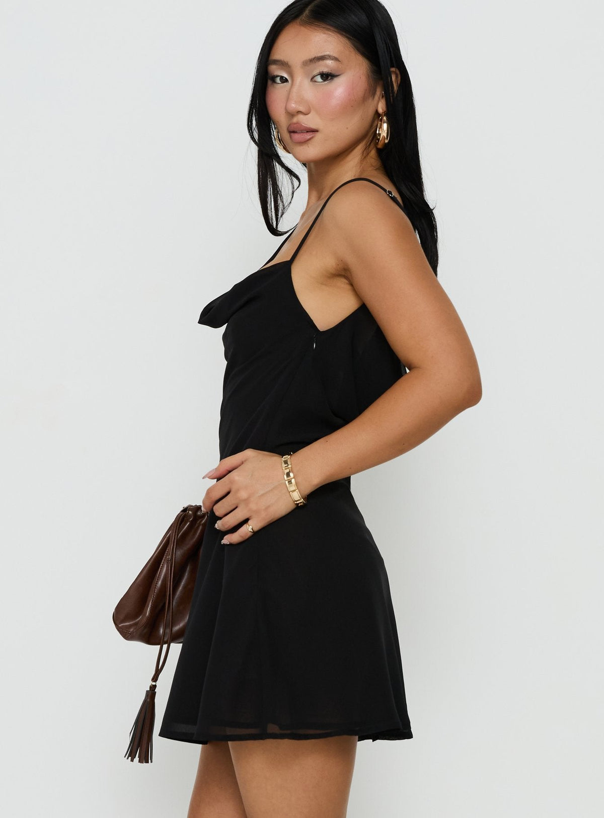 Adelayde Cowl Neck BH-Kleid Schwarz