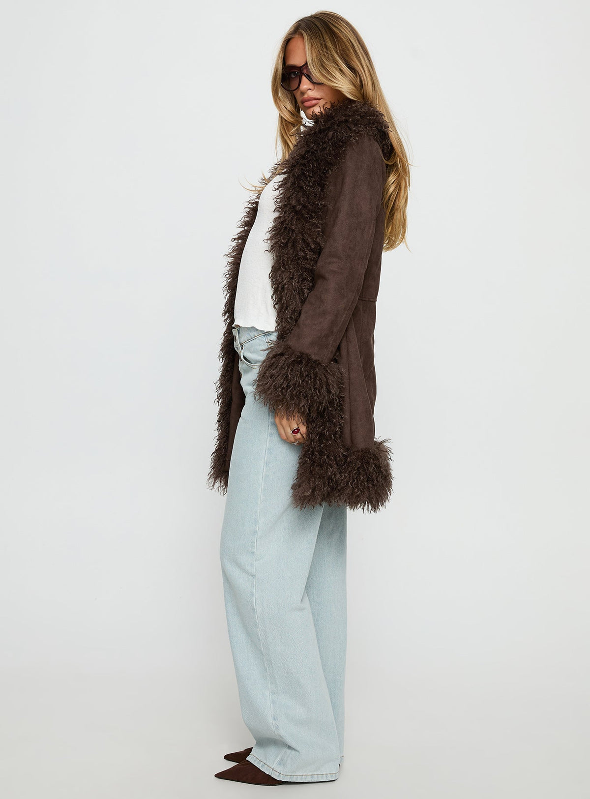 Josefina Jacke mit Kunstpelzdetails Schoko