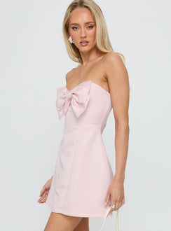 Genevie Trägerloses Mini-Kleid mit Schleife an der Brust Hellrosa
