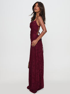 Celena Maxikleid Bordeauxrot Burnout Petite