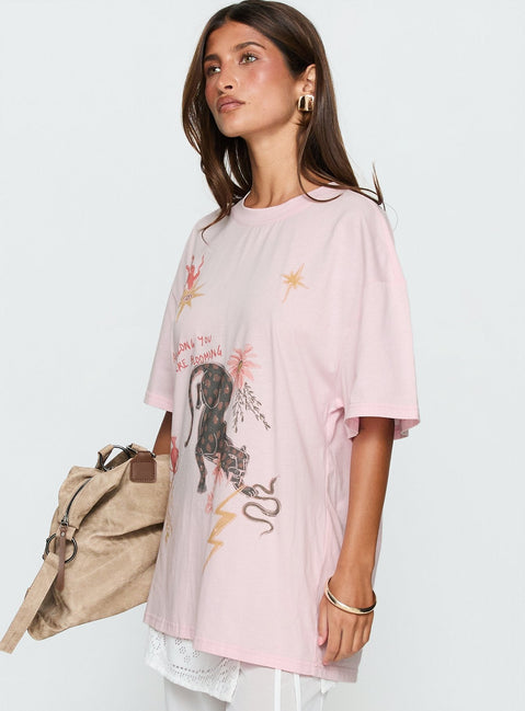 Blooming Love Oversized Graphic T-Shirt Rosa