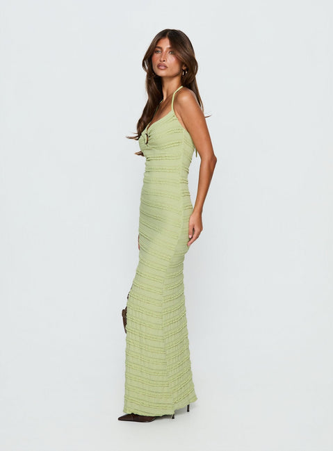 Liskaia strukturiertes Neckholder-Maxikleid Soft Green
