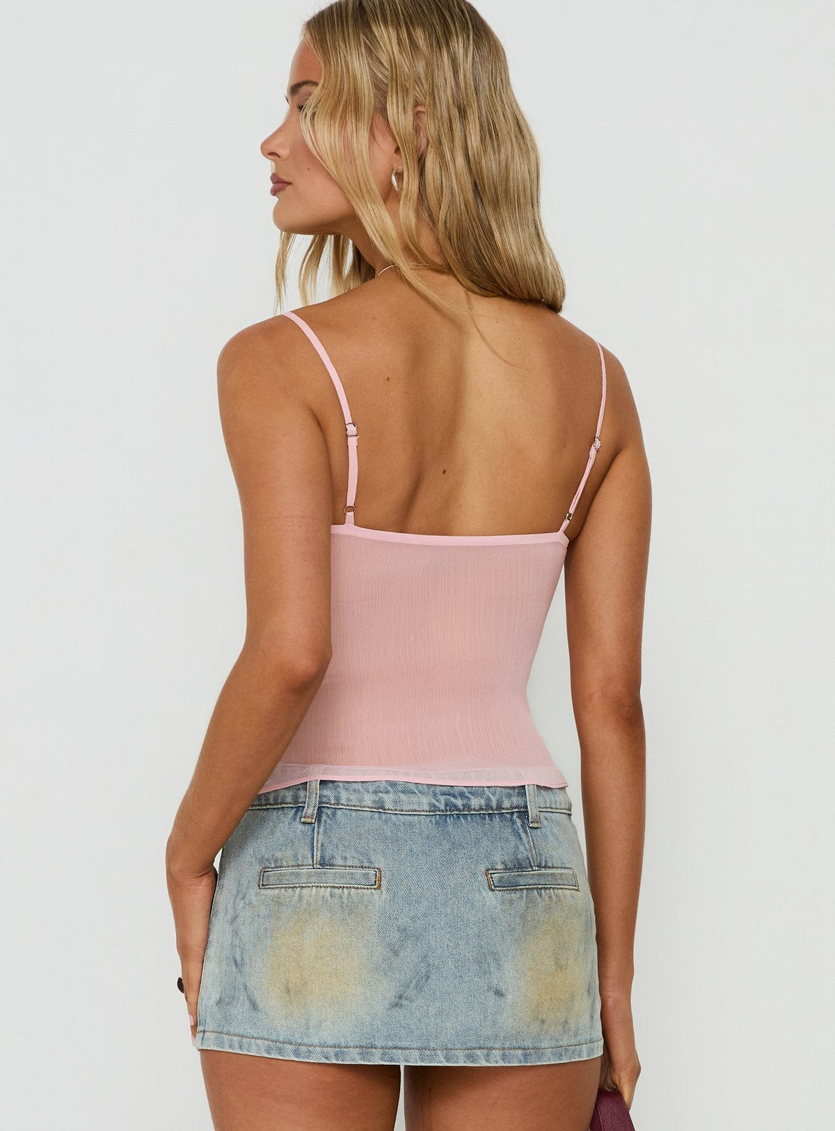 Andris Cami-Top mit Spitzenbesatz, Rosa