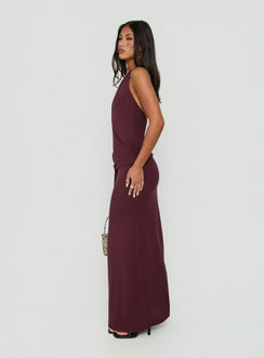 So Major Draped A-Linien Maxikleid Pflaumenfarben