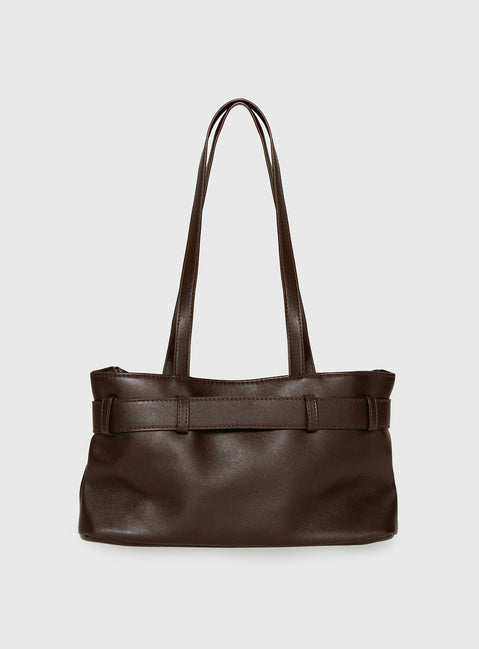 Views Of Capri Schultertasche aus Kunstleder mit Schnalle, Dunkelbraun