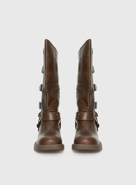 Buckle-Down Stiefel Braun