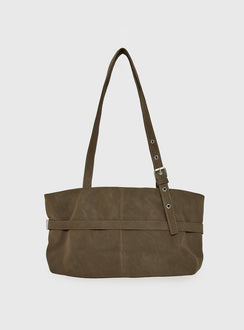 Cosimma Schultertasche aus Wildlederimitat mit Schnallendetail Khaki