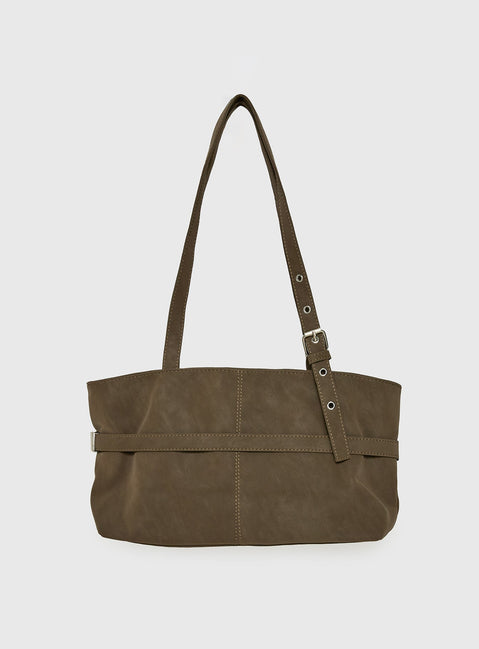 Cosimma Schultertasche aus Wildlederimitat mit Schnallendetail Khaki