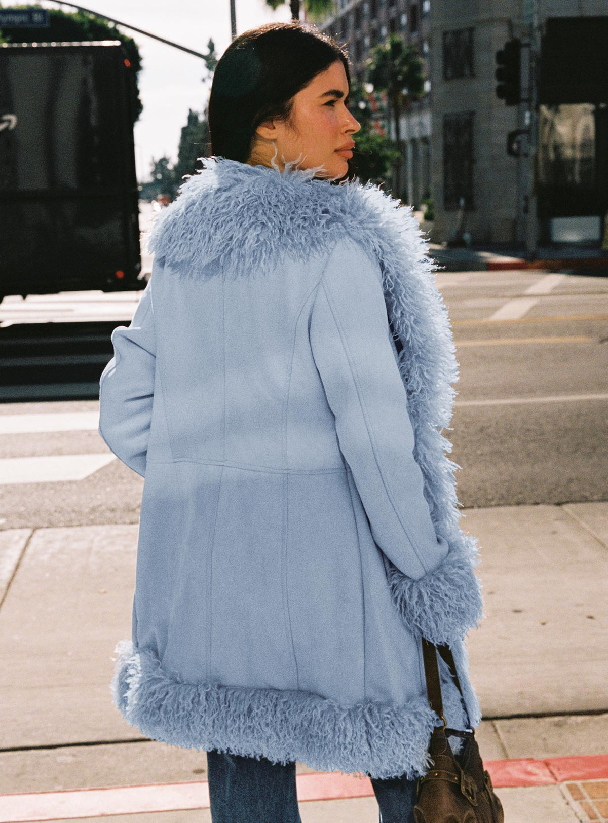Josefina Jacke mit Kunstpelz-Details, Blau
