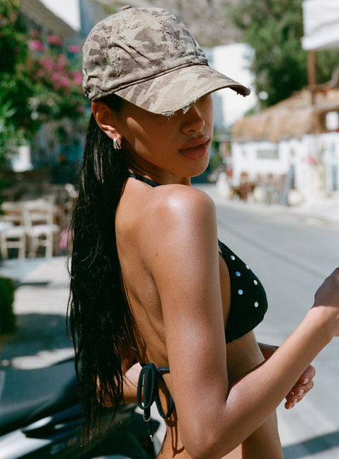 Jenner Triangle Studded Bikinioberteil Schwarz