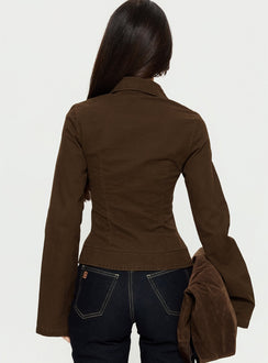 Kelehan Langarmjacke mit Reißverschluss vorne, Stonewashed-Braun