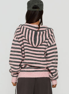 Aubry Oversized Hoodie aus Strick mit rosa Streifen