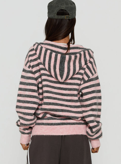 Aubry Oversized Hoodie aus Strick mit rosa Streifen