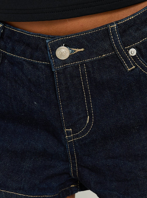 Dreamful Low-Rise-Mini-Jeans-Shorts aus Raw Denim