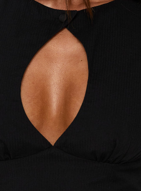 Zyrella Keyhole Cut Out Frill Top Schwarz