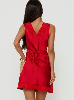 Nellie Minikleid mit Spitzenbesatz Rot