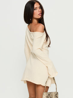 Jaede Off-Shoulder-Strick-Minikleid Creme