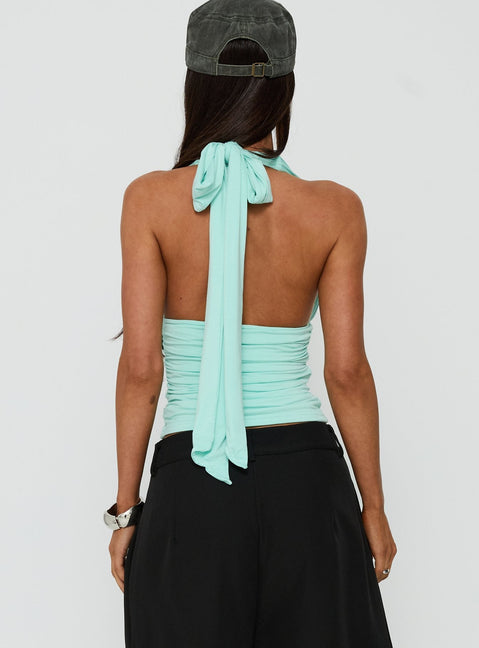 Keerah Neckholder-Top zum Binden in Aqua