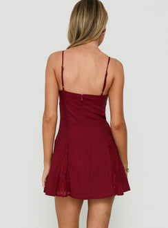 Bloomie Lace Godet Minikleid Kirschlack