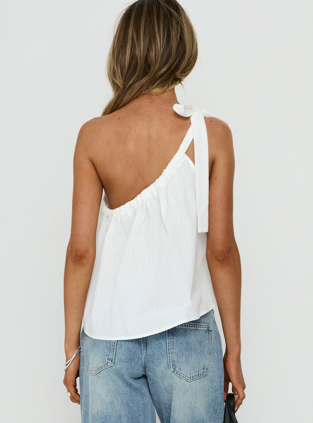 Klyne One-Shoulder-Top Weiß